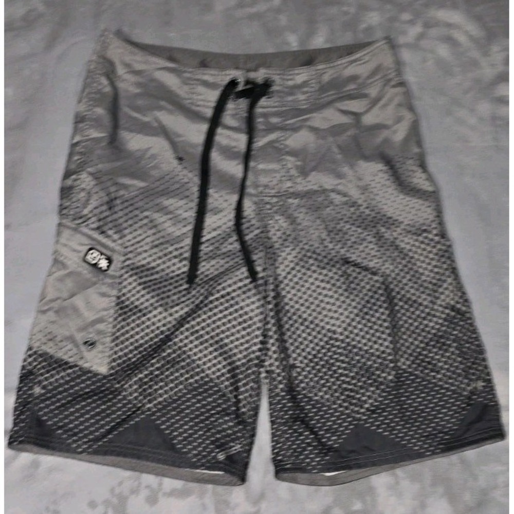 Vintage GOTCHA Board Shorts Mens Size‎ 30 Y2K 90s Gray Geometric Drawstring